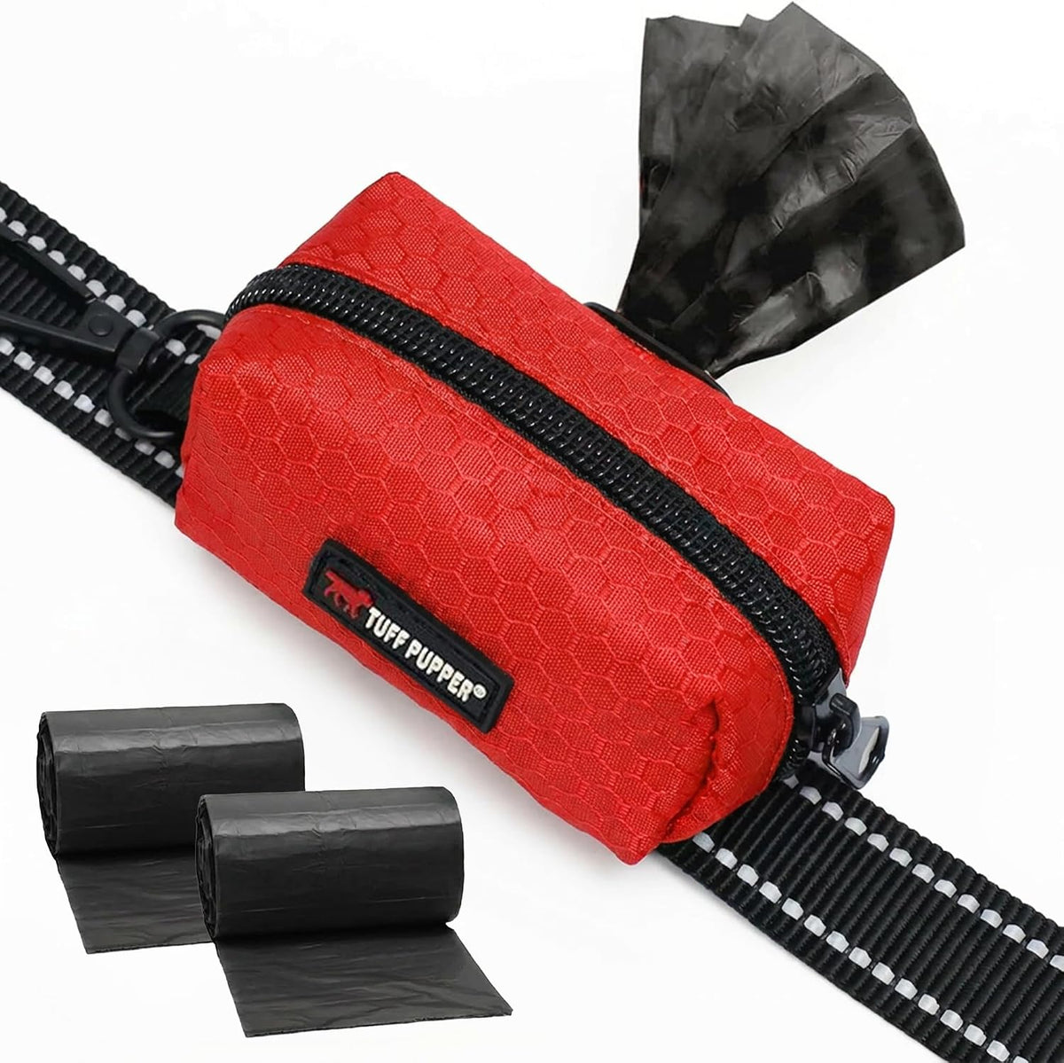 Dog Poop Bag Holder | Works with Any Dog Leash | Zippered Waste Bag Dispenser | Waterproof with Rust-Proof Clip | Convenient Lightweight Design | Includes 2 Rolls of Leak-Proof Bags