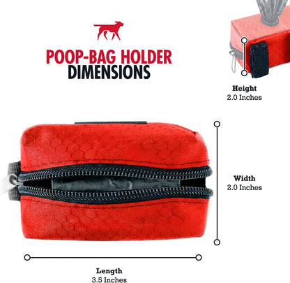 Dog Poop Bag Holder | Works with Any Dog Leash | Zippered Waste Bag Dispenser | Waterproof with Rust-Proof Clip | Convenient Lightweight Design | Includes 2 Rolls of Leak-Proof Bags