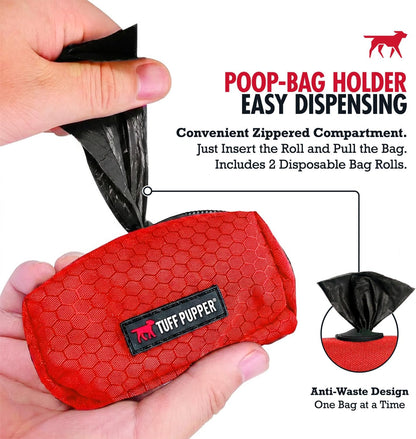 Dog Poop Bag Holder | Works with Any Dog Leash | Zippered Waste Bag Dispenser | Waterproof with Rust-Proof Clip | Convenient Lightweight Design | Includes 2 Rolls of Leak-Proof Bags