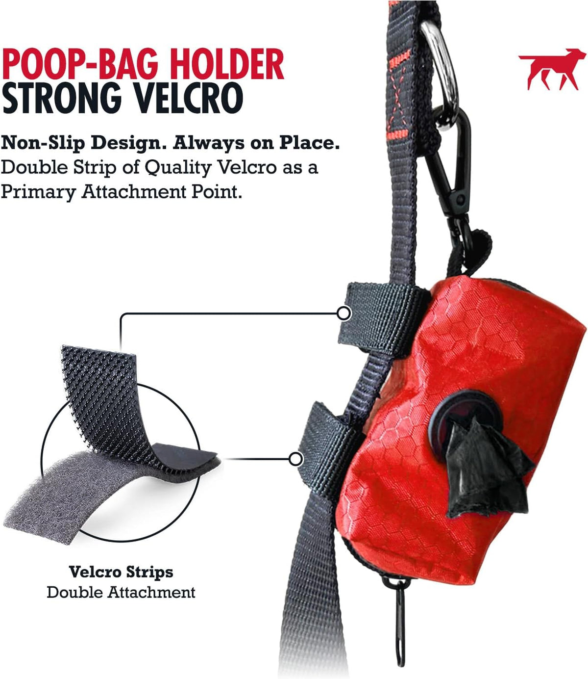 Dog Poop Bag Holder | Works with Any Dog Leash | Zippered Waste Bag Dispenser | Waterproof with Rust-Proof Clip | Convenient Lightweight Design | Includes 2 Rolls of Leak-Proof Bags