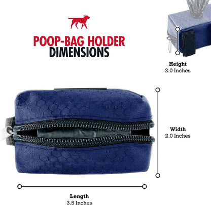 Dog Poop Bag Holder | Works with Any Dog Leash | Zippered Waste Bag Dispenser | Waterproof with Rust-Proof Clip | Convenient Lightweight Design | Includes 2 Rolls of Leak-Proof Bags
