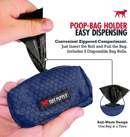 Dog Poop Bag Holder | Works with Any Dog Leash | Zippered Waste Bag Dispenser | Waterproof with Rust-Proof Clip | Convenient Lightweight Design | Includes 2 Rolls of Leak-Proof Bags