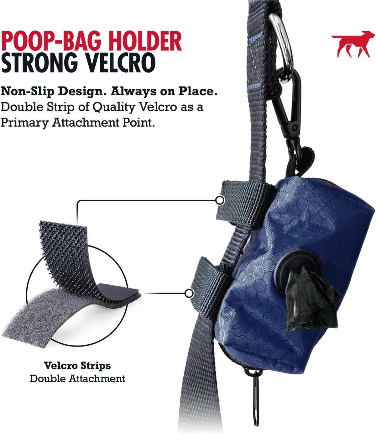 Dog Poop Bag Holder | Works with Any Dog Leash | Zippered Waste Bag Dispenser | Waterproof with Rust-Proof Clip | Convenient Lightweight Design | Includes 2 Rolls of Leak-Proof Bags