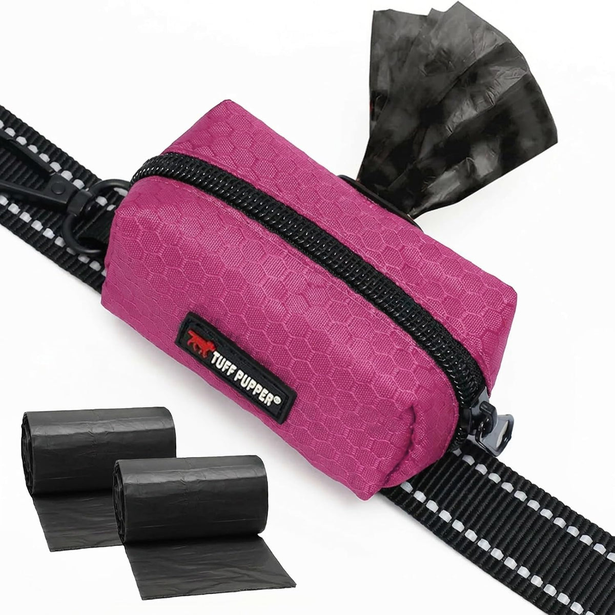 Dog Poop Bag Holder | Works with Any Dog Leash | Zippered Waste Bag Dispenser | Waterproof with Rust-Proof Clip | Convenient Lightweight Design | Includes 2 Rolls of Leak-Proof Bags