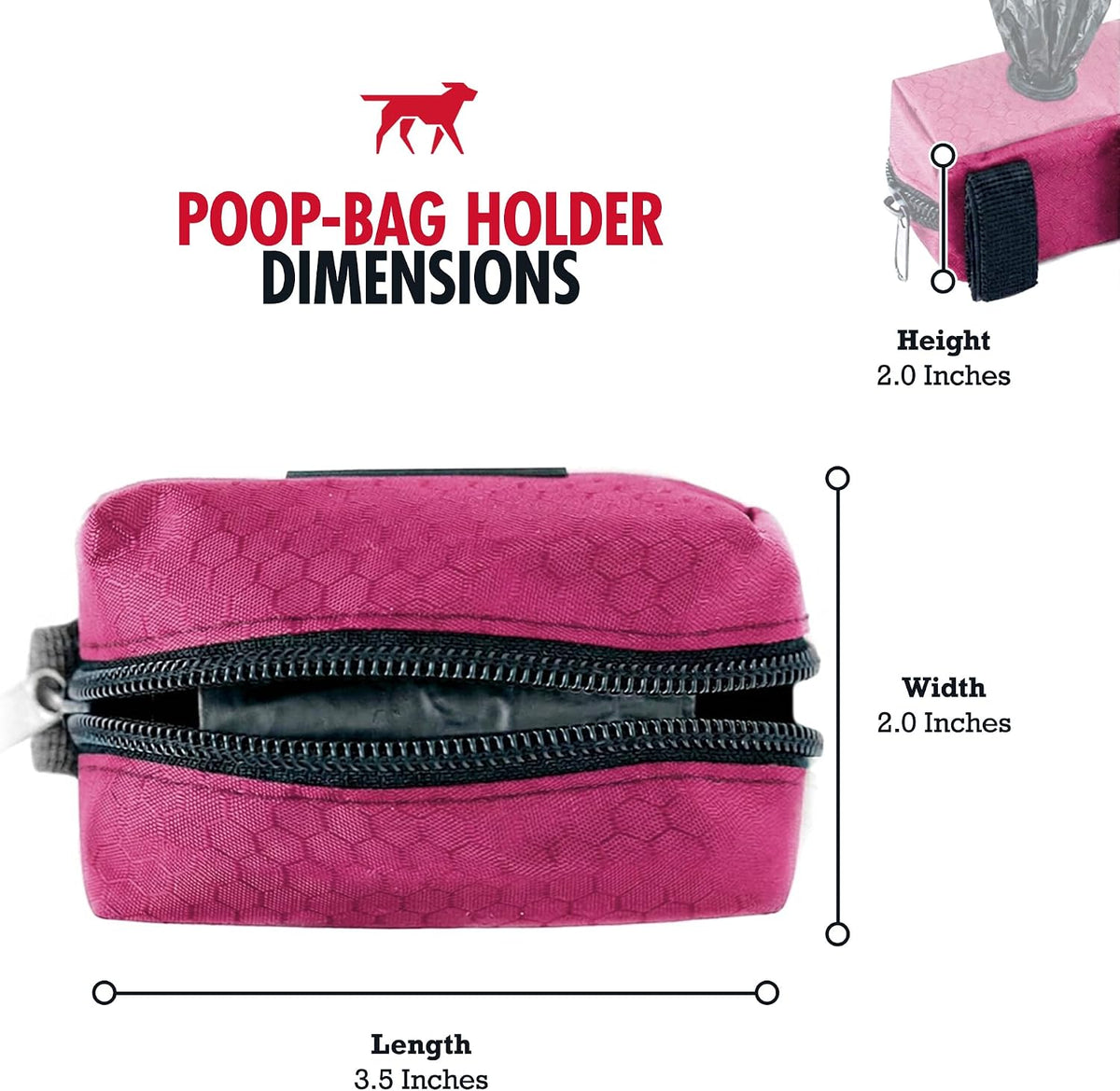 Dog Poop Bag Holder | Works with Any Dog Leash | Zippered Waste Bag Dispenser | Waterproof with Rust-Proof Clip | Convenient Lightweight Design | Includes 2 Rolls of Leak-Proof Bags