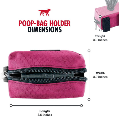 Dog Poop Bag Holder | Works with Any Dog Leash | Zippered Waste Bag Dispenser | Waterproof with Rust-Proof Clip | Convenient Lightweight Design | Includes 2 Rolls of Leak-Proof Bags