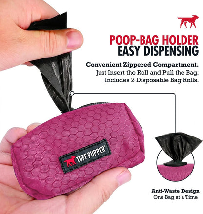 Dog Poop Bag Holder | Works with Any Dog Leash | Zippered Waste Bag Dispenser | Waterproof with Rust-Proof Clip | Convenient Lightweight Design | Includes 2 Rolls of Leak-Proof Bags