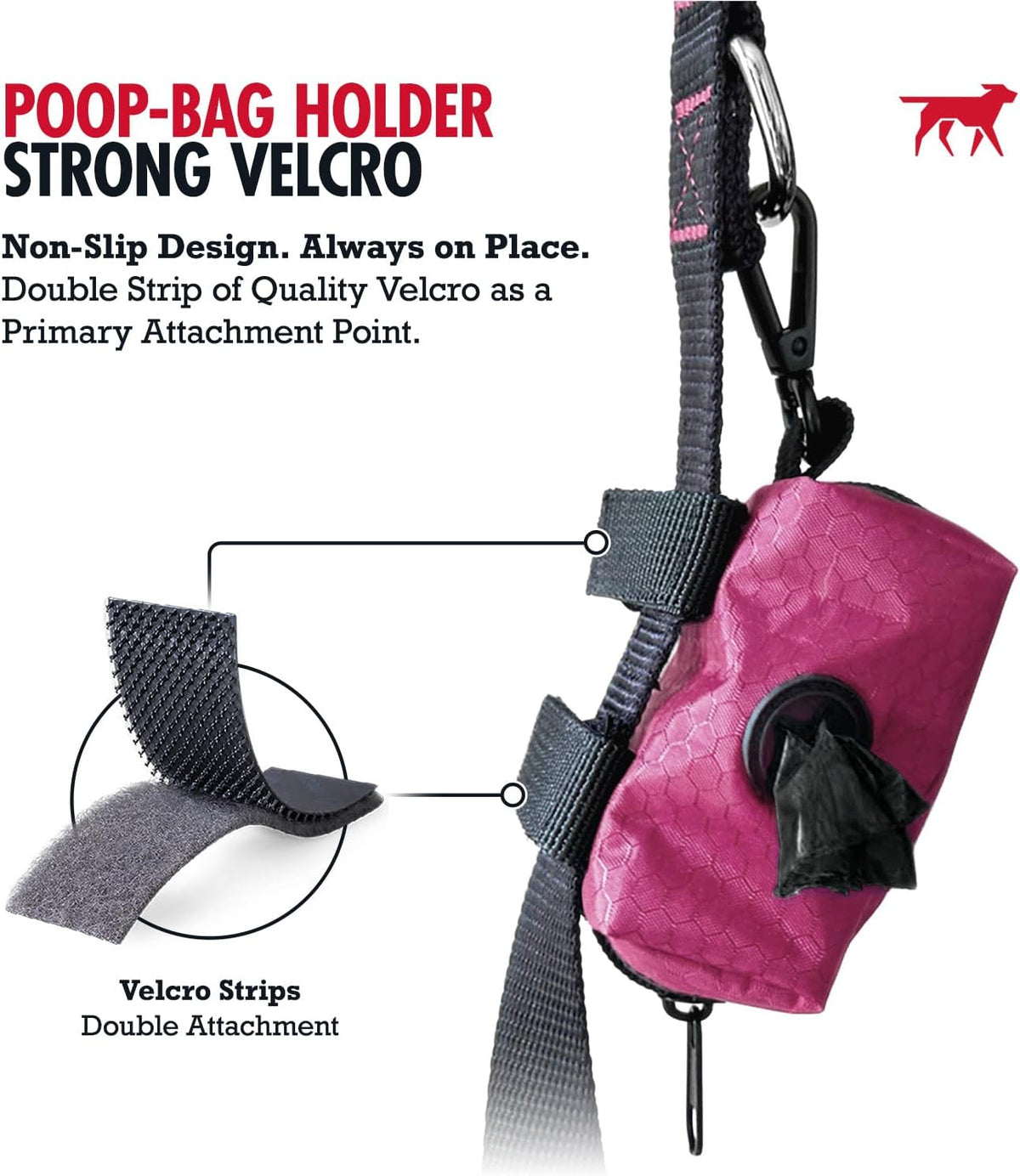 Dog Poop Bag Holder | Works with Any Dog Leash | Zippered Waste Bag Dispenser | Waterproof with Rust-Proof Clip | Convenient Lightweight Design | Includes 2 Rolls of Leak-Proof Bags