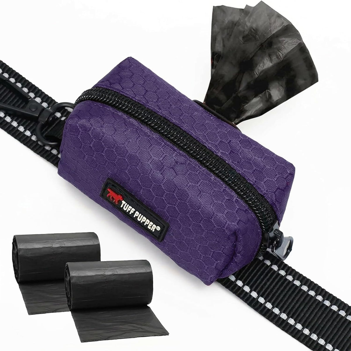 Dog Poop Bag Holder | Works with Any Dog Leash | Zippered Waste Bag Dispenser | Waterproof with Rust-Proof Clip | Convenient Lightweight Design | Includes 2 Rolls of Leak-Proof Bags