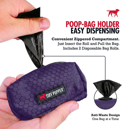 Dog Poop Bag Holder | Works with Any Dog Leash | Zippered Waste Bag Dispenser | Waterproof with Rust-Proof Clip | Convenient Lightweight Design | Includes 2 Rolls of Leak-Proof Bags