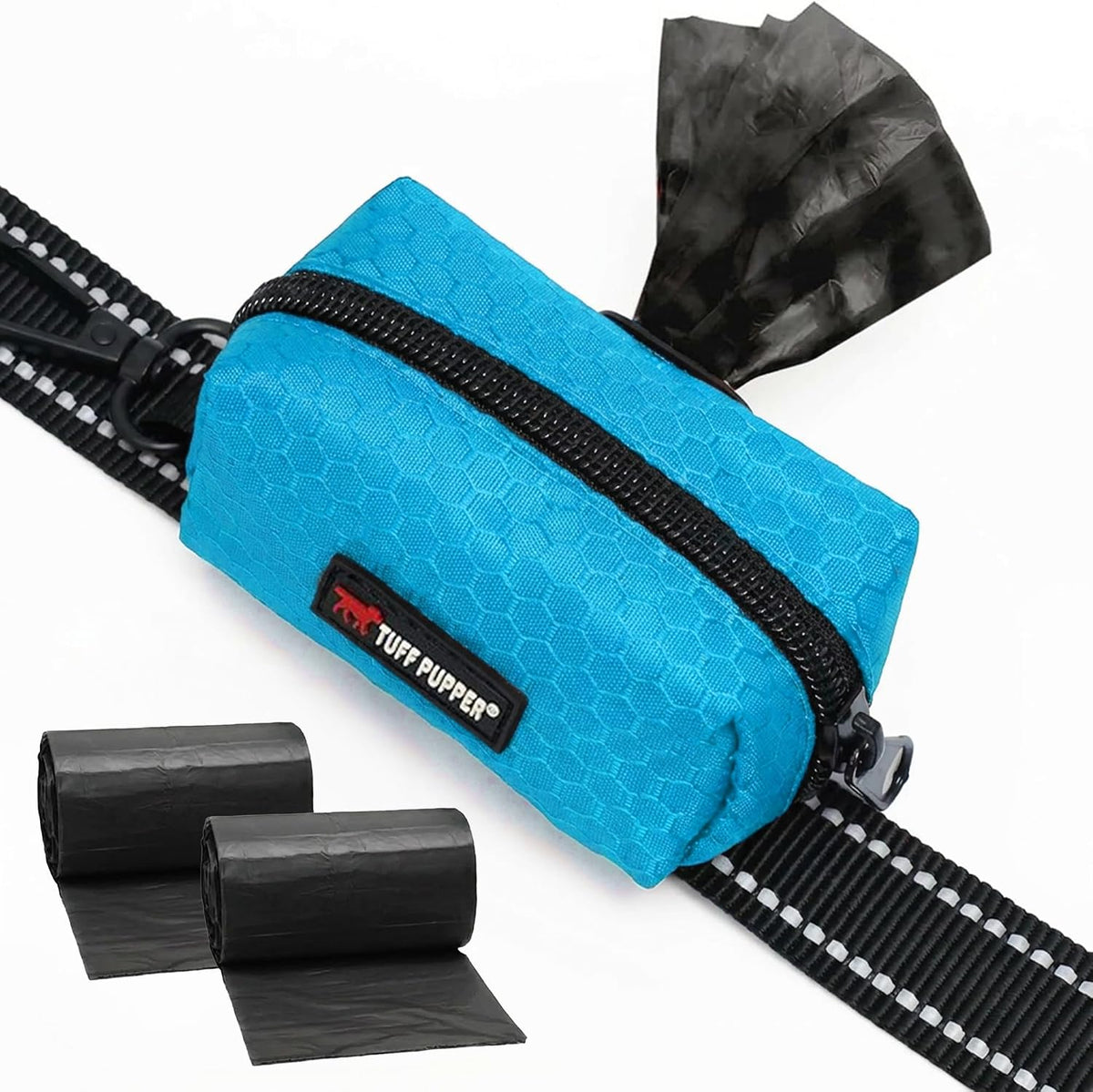Dog Poop Bag Holder | Works with Any Dog Leash | Zippered Waste Bag Dispenser | Waterproof with Rust-Proof Clip | Convenient Lightweight Design | Includes 2 Rolls of Leak-Proof Bags