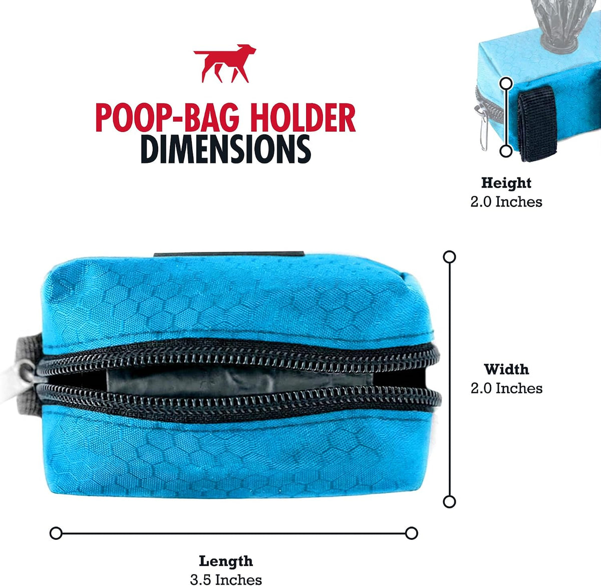 Dog Poop Bag Holder | Works with Any Dog Leash | Zippered Waste Bag Dispenser | Waterproof with Rust-Proof Clip | Convenient Lightweight Design | Includes 2 Rolls of Leak-Proof Bags