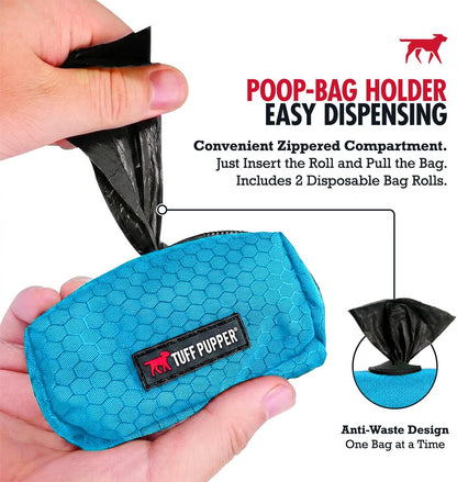 Dog Poop Bag Holder | Works with Any Dog Leash | Zippered Waste Bag Dispenser | Waterproof with Rust-Proof Clip | Convenient Lightweight Design | Includes 2 Rolls of Leak-Proof Bags