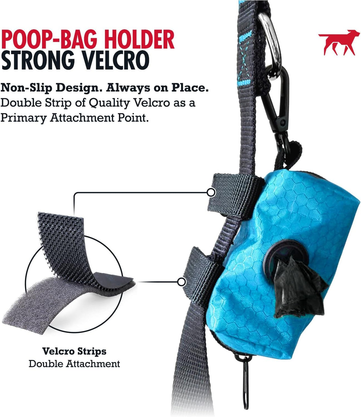 Dog Poop Bag Holder | Works with Any Dog Leash | Zippered Waste Bag Dispenser | Waterproof with Rust-Proof Clip | Convenient Lightweight Design | Includes 2 Rolls of Leak-Proof Bags