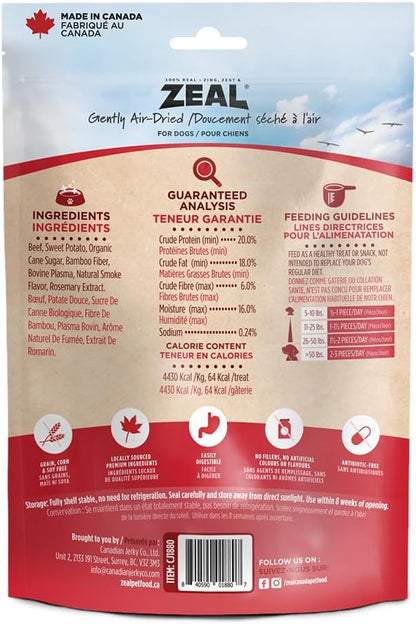Natural Beef Jerky Tenders for Dogs, 100% Real Canadian Beef, High Protein 24%, Soft Training Treats, Air-Dried, Grain Free, Made in Canada, 10oz