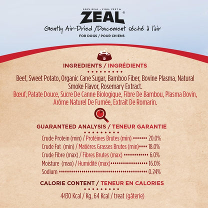 Natural Beef Jerky Tenders for Dogs, 100% Real Canadian Beef, High Protein 24%, Soft Training Treats, Air-Dried, Grain Free, Made in Canada, 10oz