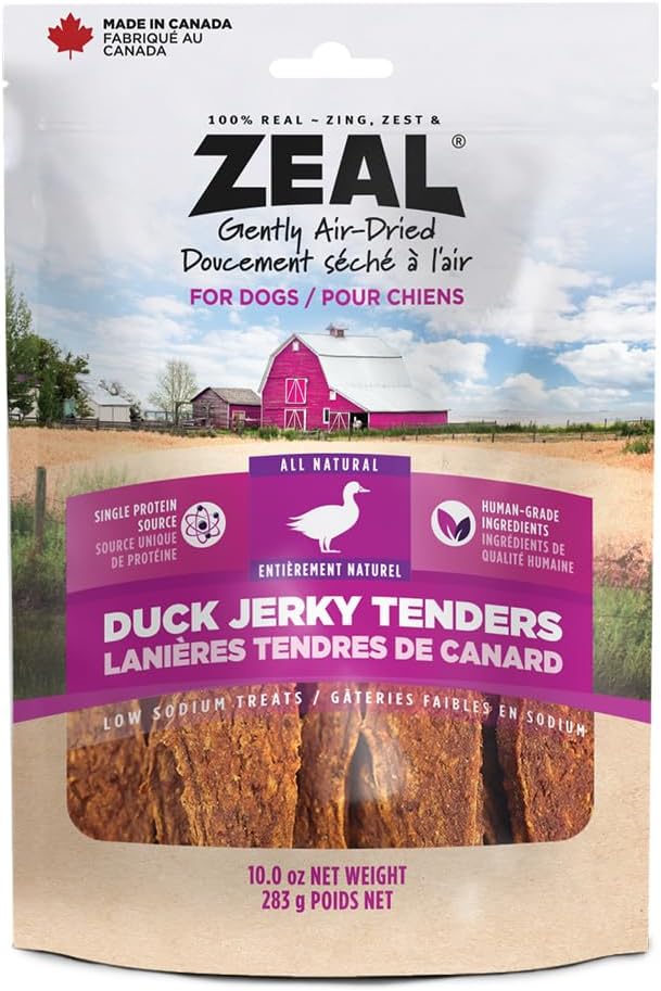 Natural Beef Jerky Tenders for Dogs, 100% Real Canadian Beef, High Protein 24%, Soft Training Treats, Air-Dried, Grain Free, Made in Canada, 10oz