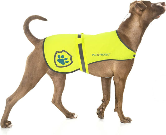 Reflective Dog Coat for Safety – Ideal Dog Vest for High-Visibility When Walking, Jogging or Training – Sizes to Fit Small, Medium, Large Breeds 16-130 lbs (Large) Neon Yellow