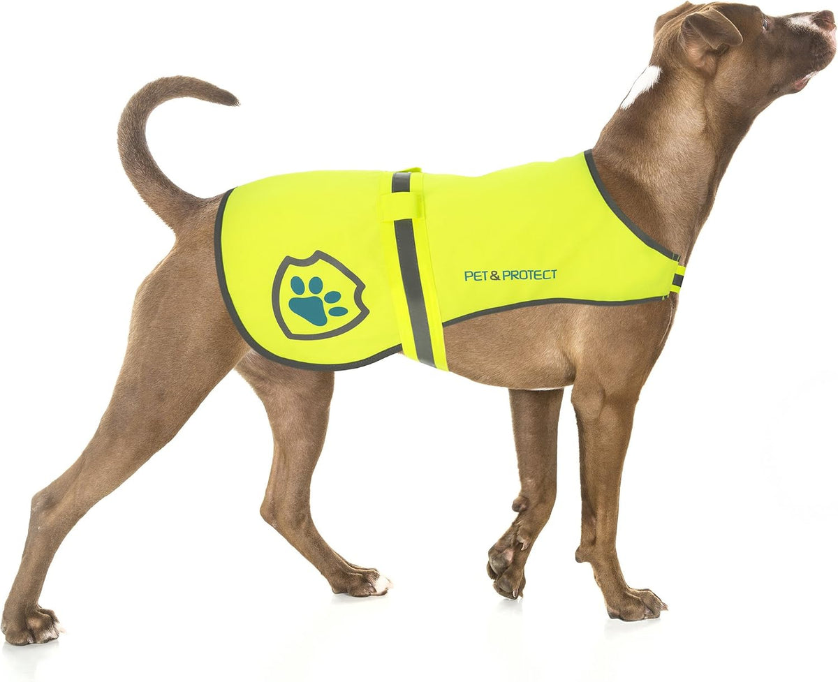 Reflective Dog Coat for Safety – Ideal Dog Vest for High-Visibility When Walking, Jogging or Training – Sizes to Fit Small, Medium, Large Breeds 16-130 lbs (Large) Neon Yellow