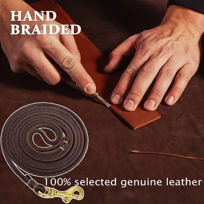 Leather Dog Leash 6 ft x 1/4 inch,Thin and Lightweight Leather Leashes for Small Dogs,Leather Cat Leashes for Small Cats,Soft Genuine Leather Dog Training Leashes for Petite Dogs Brown