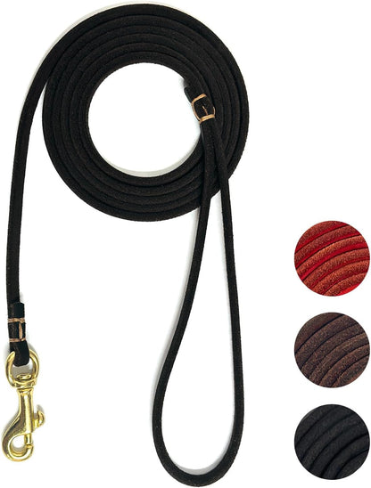Leather Dog Leash 6 ft x 1/4 inch,Thin and Lightweight Leather Leashes for Small Dogs,Leather Cat Leashes for Small Cats,Soft Genuine Leather Dog Training Leashes for Petite Dogs Brown