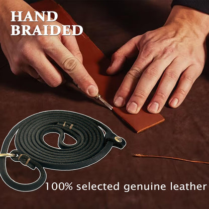 Leather Dog Leash 6 ft x 1/4 inch,Thin and Lightweight Leather Leashes for Small Dogs,Leather Cat Leashes for Small Cats,Soft Genuine Leather Dog Training Leashes for Petite Dogs Brown