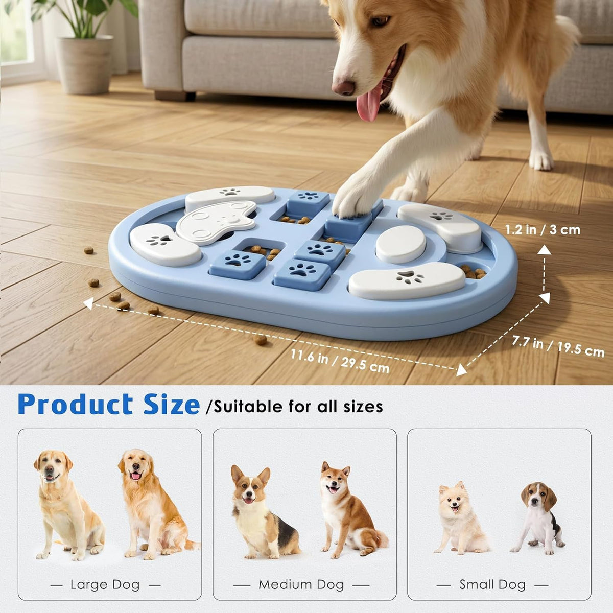 Dog Puzzle Toy, Interactive Treat Dispensing Toys, Blue
