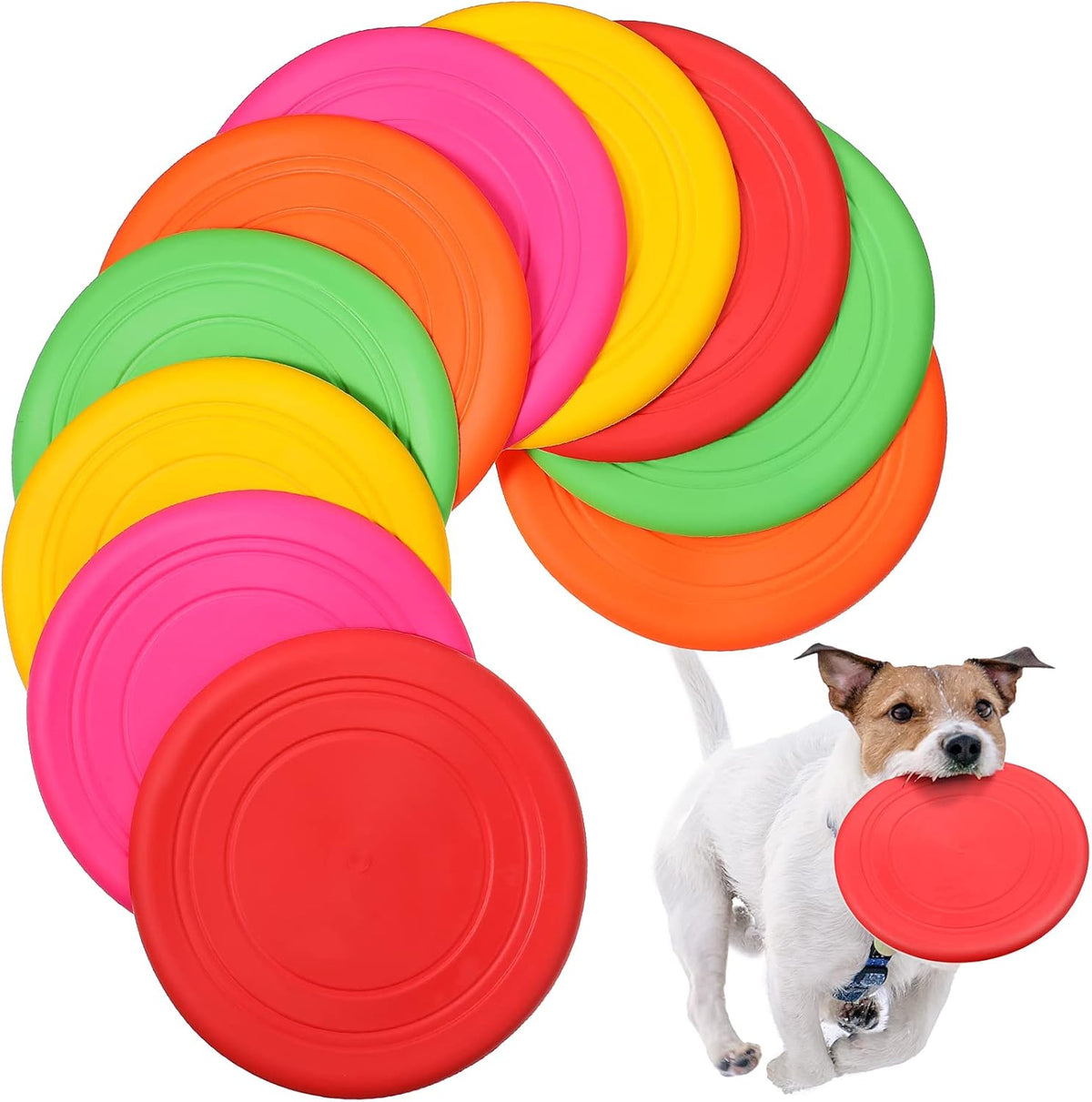 15 Pack Dog Flying Disc, Soft Silicone Puppy Flyer Toy, Small Medium