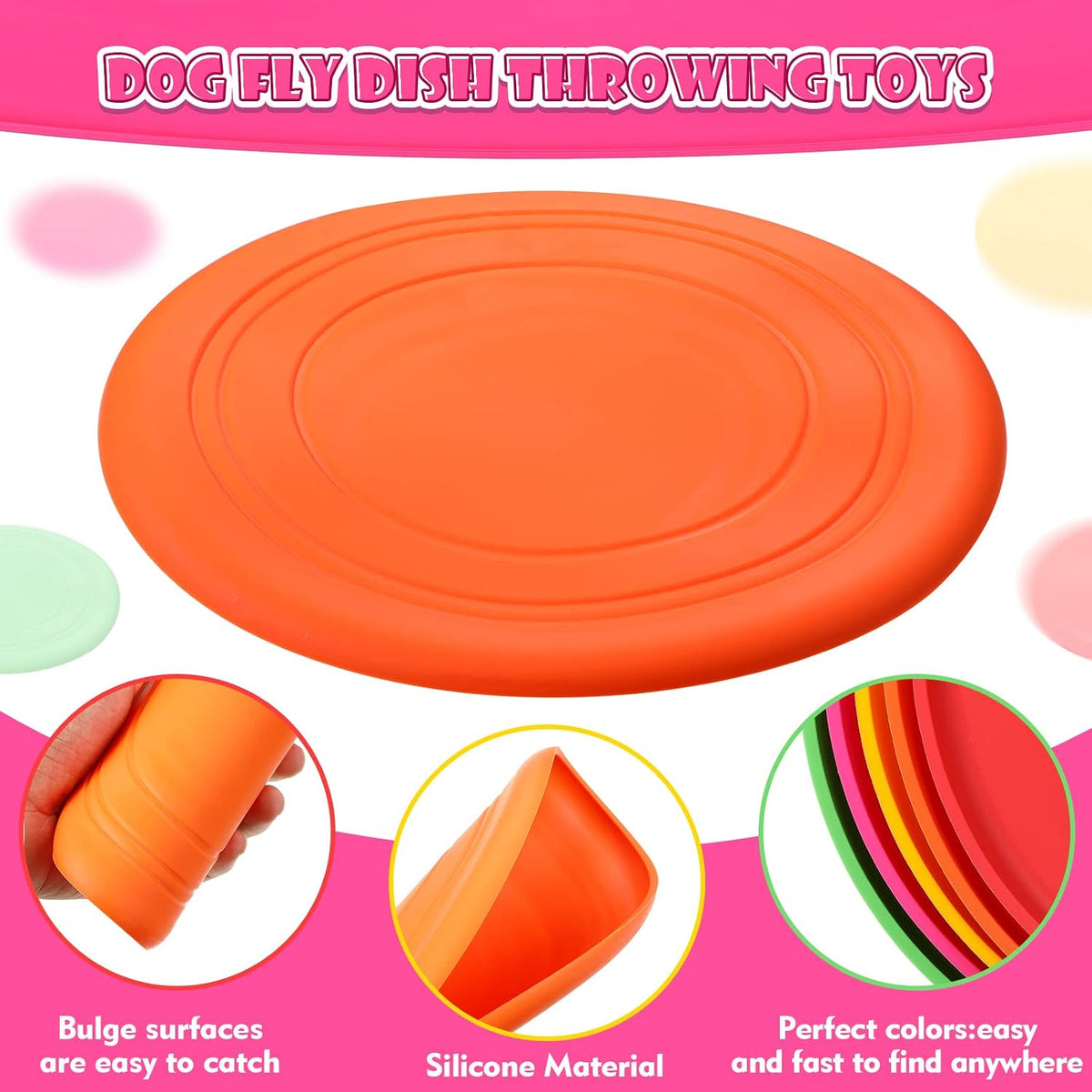 15 Pack Dog Flying Disc, Soft Silicone Puppy Flyer Toy, Small Medium