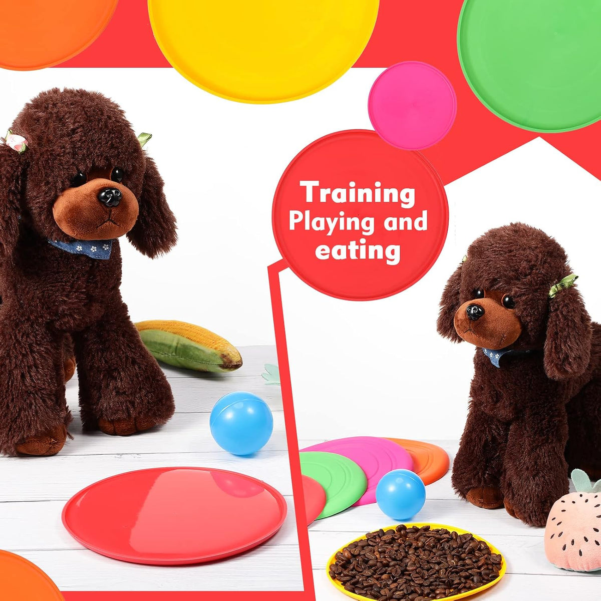 15 Pack Dog Flying Disc, Soft Silicone Puppy Flyer Toy, Small Medium