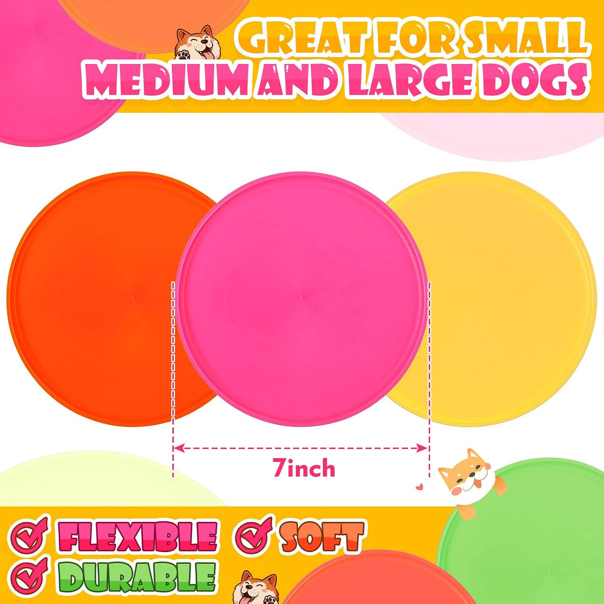 15 Pack Dog Flying Disc, Soft Silicone Puppy Flyer Toy, Small Medium