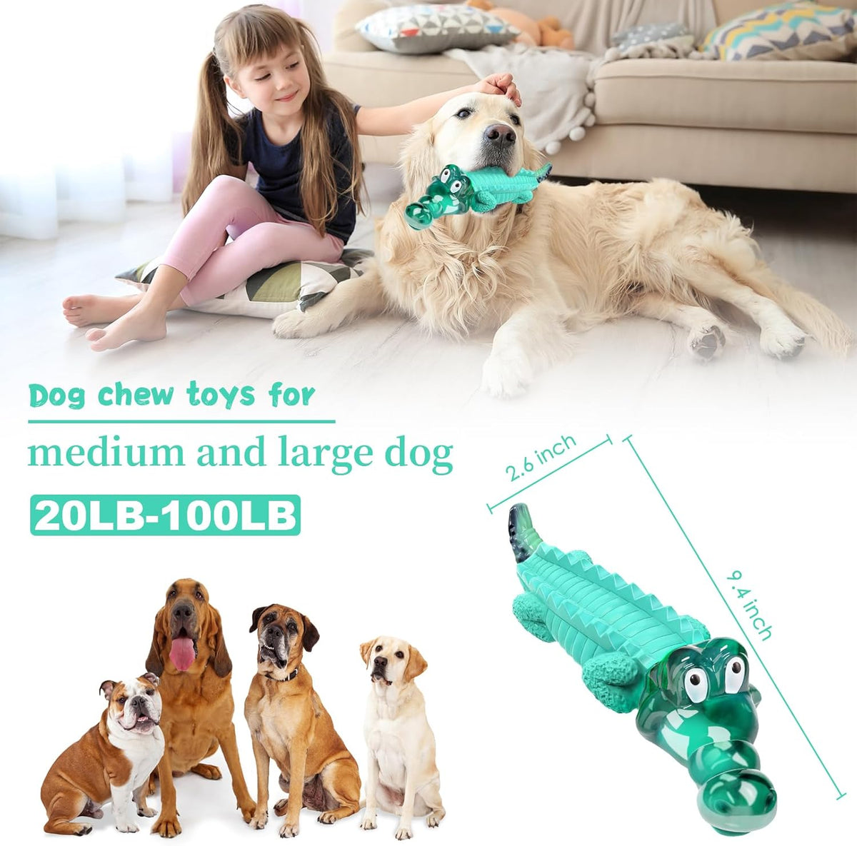 Alligator Dog Toys for Aggressive Chewers,Medium Large Breed Dogs