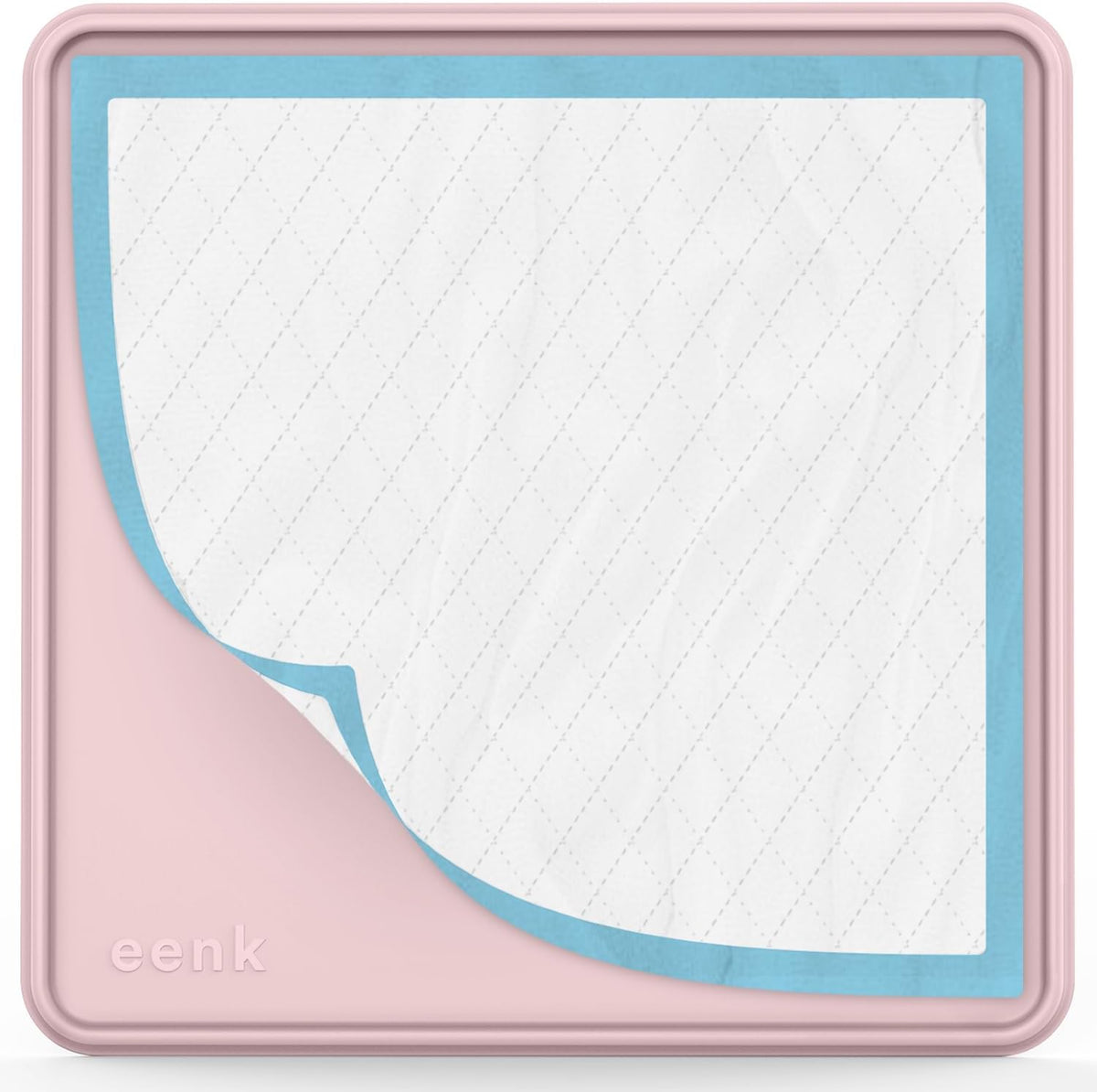 Pee Pad Tray Holder for Dogs - Fits Up to 22 x 22 in. Square Potty Training Pads No Spill Raised Lip High Edge Silicone Mat, Extra Thick and Non-Slip for Indoor Floor Protection (Small, Pink)