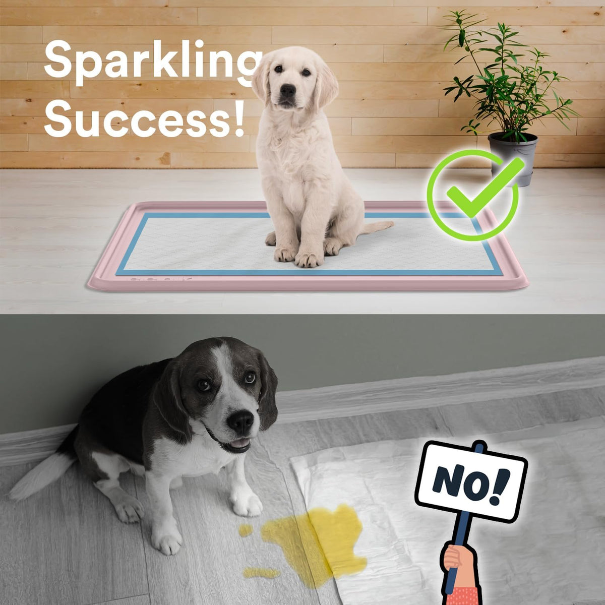 Pee Pad Tray Holder for Dogs - Fits Up to 22 x 22 in. Square Potty Training Pads No Spill Raised Lip High Edge Silicone Mat, Extra Thick and Non-Slip for Indoor Floor Protection (Small, Pink)