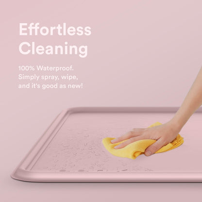 Pee Pad Tray Holder for Dogs - Fits Up to 22 x 22 in. Square Potty Training Pads No Spill Raised Lip High Edge Silicone Mat, Extra Thick and Non-Slip for Indoor Floor Protection (Small, Pink)