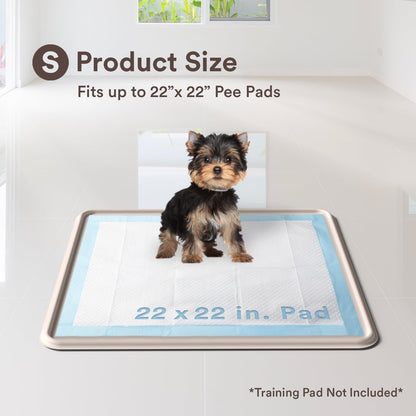 Pee Pad Tray Holder for Dogs - Fits Up to 22 x 22 in. Square Potty Training Pads No Spill Raised Lip High Edge Silicone Mat, Extra Thick and Non-Slip for Indoor Floor Protection (Small, Pink)