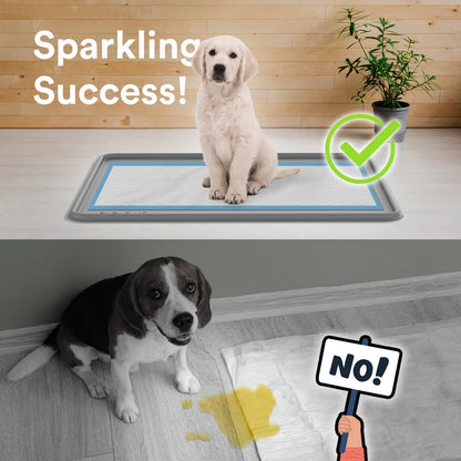 Pee Pad Tray Holder for Dogs - Fits Up to 22 x 22 in. Square Potty Training Pads No Spill Raised Lip High Edge Silicone Mat, Extra Thick and Non-Slip for Indoor Floor Protection (Small, Pink)