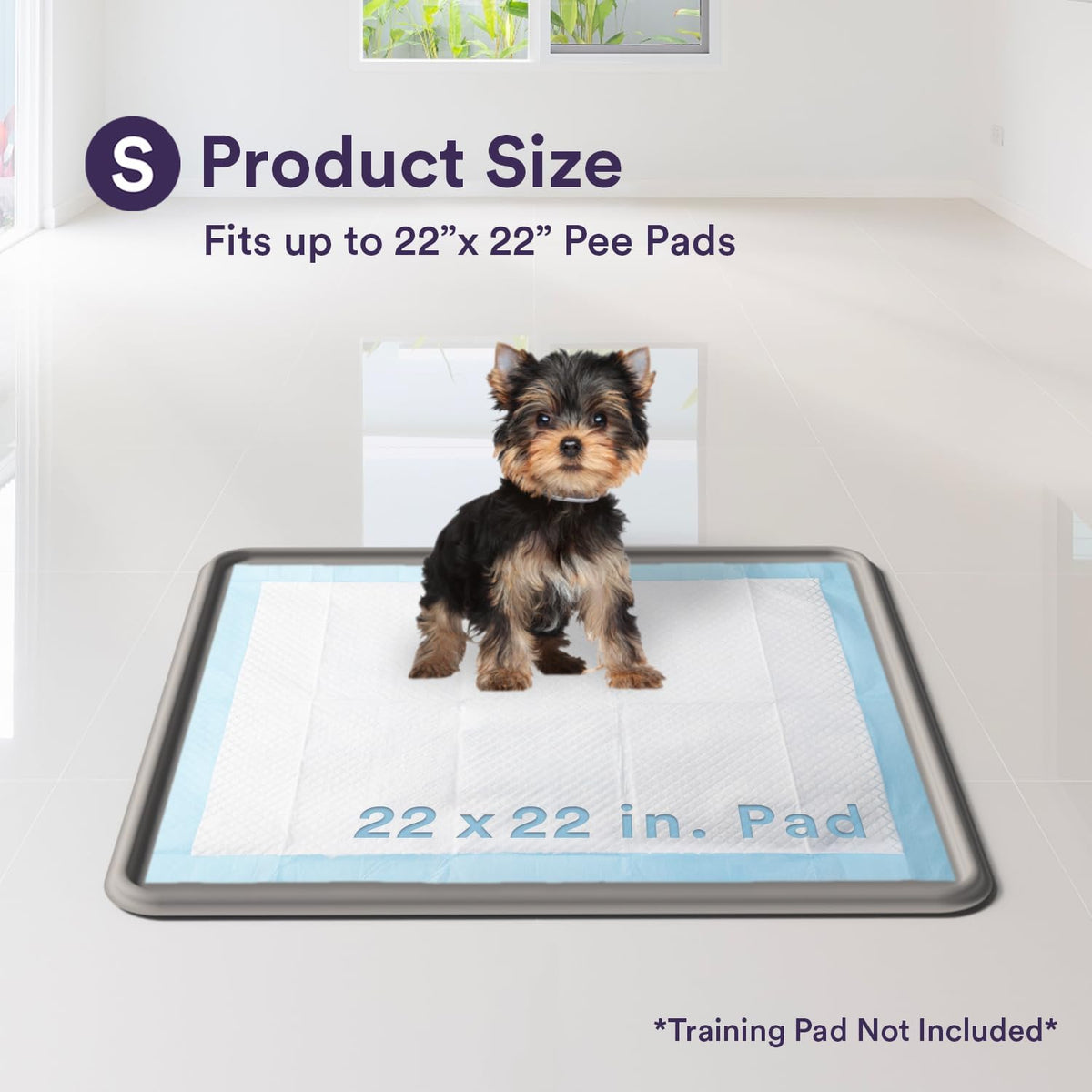 Pee Pad Tray Holder for Dogs - Fits Up to 22 x 22 in. Square Potty Training Pads No Spill Raised Lip High Edge Silicone Mat, Extra Thick and Non-Slip for Indoor Floor Protection (Small, Pink)