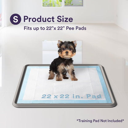 Pee Pad Tray Holder for Dogs - Fits Up to 22 x 22 in. Square Potty Training Pads No Spill Raised Lip High Edge Silicone Mat, Extra Thick and Non-Slip for Indoor Floor Protection (Small, Pink)