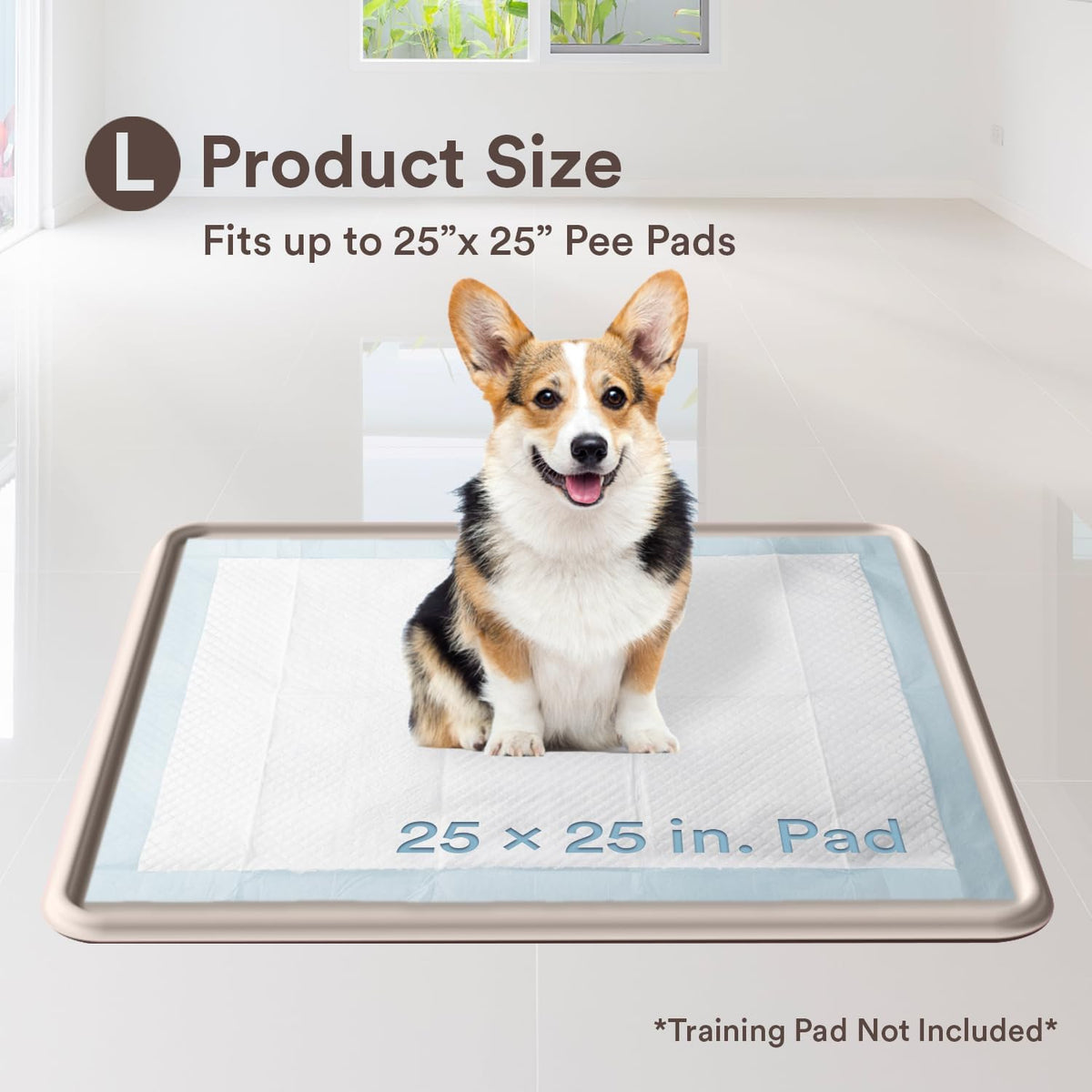 Pee Pad Tray Holder for Dogs - Fits Up to 22 x 22 in. Square Potty Training Pads No Spill Raised Lip High Edge Silicone Mat, Extra Thick and Non-Slip for Indoor Floor Protection (Small, Pink)