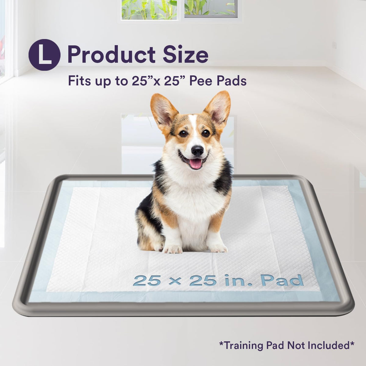 Pee Pad Tray Holder for Dogs - Fits Up to 22 x 22 in. Square Potty Training Pads No Spill Raised Lip High Edge Silicone Mat, Extra Thick and Non-Slip for Indoor Floor Protection (Small, Pink)
