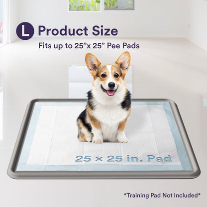 Pee Pad Tray Holder for Dogs - Fits Up to 22 x 22 in. Square Potty Training Pads No Spill Raised Lip High Edge Silicone Mat, Extra Thick and Non-Slip for Indoor Floor Protection (Small, Pink)