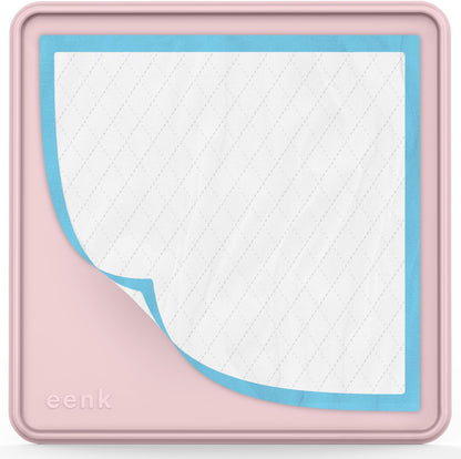Pee Pad Tray Holder for Dogs - Fits Up to 22 x 22 in. Square Potty Training Pads No Spill Raised Lip High Edge Silicone Mat, Extra Thick and Non-Slip for Indoor Floor Protection (Small, Pink)