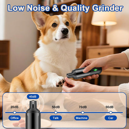 Dog Nail Grinder, Quiet and Low-Vibration Dog Nail Trimmers for Large Dogs, Medium, Small Dogs Cats Pets, Upgrade Professional Electric Pet Paws Toenail Grooming Tool Black