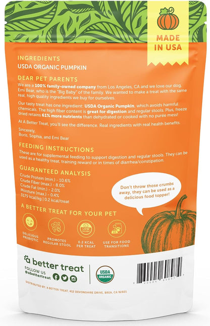 – Freeze Dried Organic Pumpkin Dog and Cat Treats, Organic, Single Ingredient | Natural, Healthy, Diabetic Friendly | Made in The USA