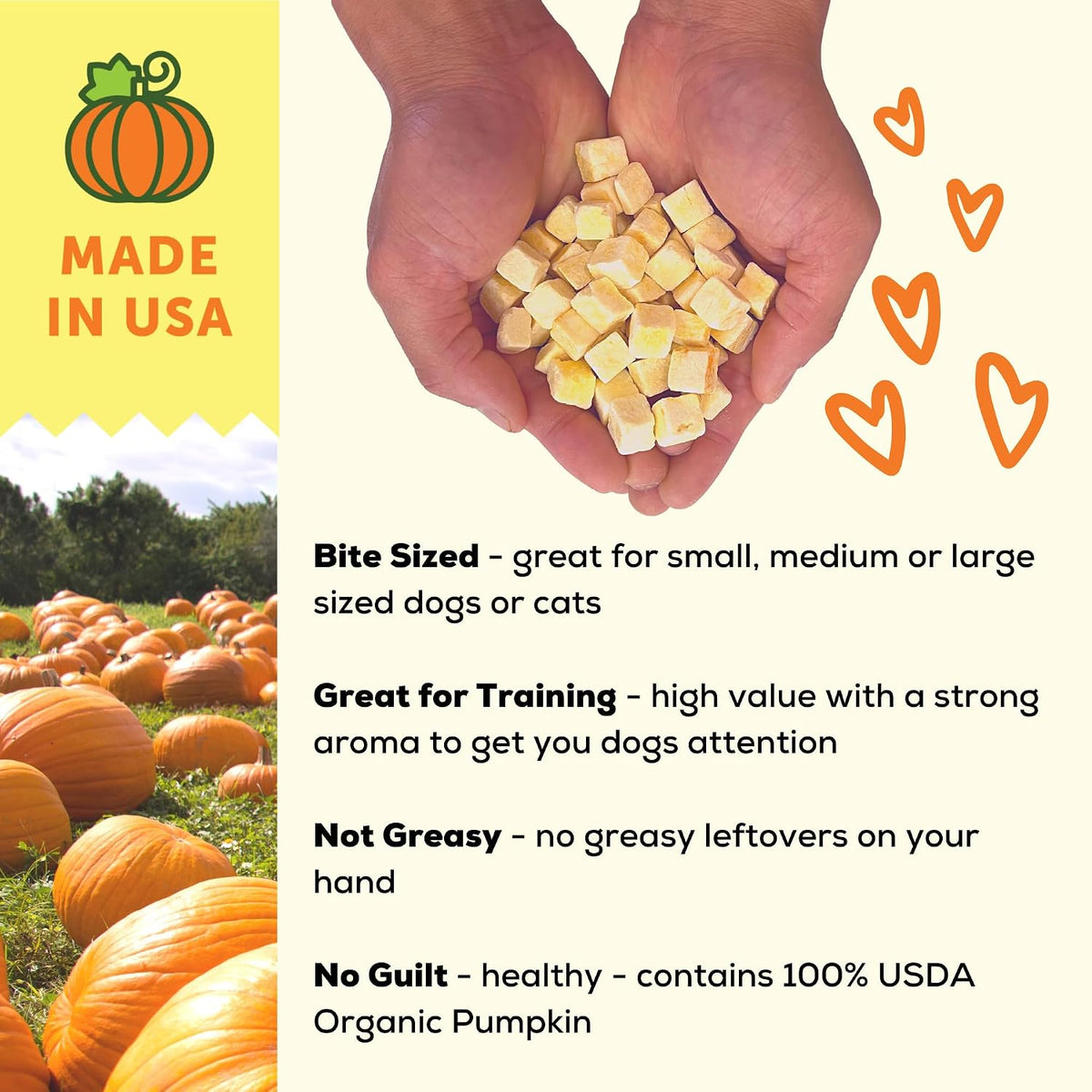 – Freeze Dried Organic Pumpkin Dog and Cat Treats, Organic, Single Ingredient | Natural, Healthy, Diabetic Friendly | Made in The USA