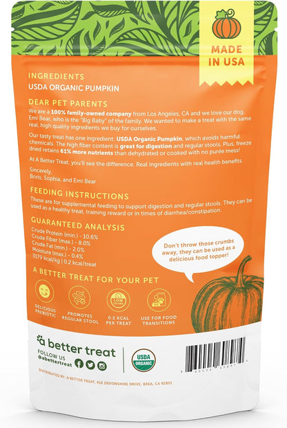 – Freeze Dried Organic Pumpkin Dog and Cat Treats, Organic, Single Ingredient | Natural, Healthy, Diabetic Friendly | Made in The USA