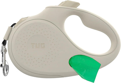Oval 360° Tangle-Free Retractable Dog Leash with Integrated Waste Bag Dispenser (Small, Cream)