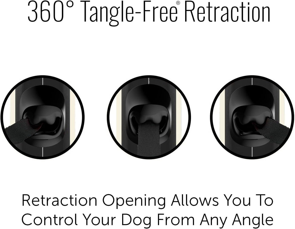 Oval 360° Tangle-Free Retractable Dog Leash with Integrated Waste Bag Dispenser (Small, Cream)