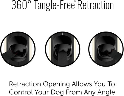 Oval 360° Tangle-Free Retractable Dog Leash with Integrated Waste Bag Dispenser (Small, Cream)